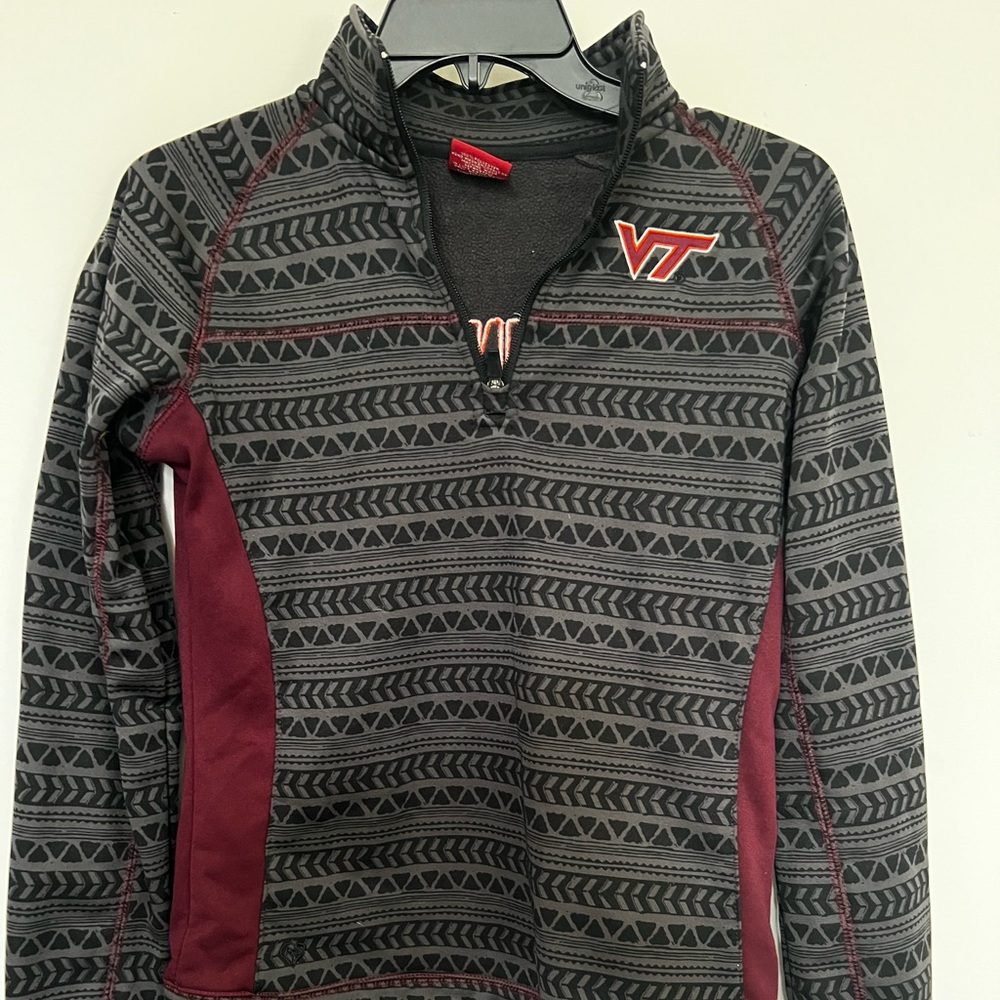 Colosseum Virginia Tech Hokie Embroidered 1/4 Zip Fleece Women S Black patterned